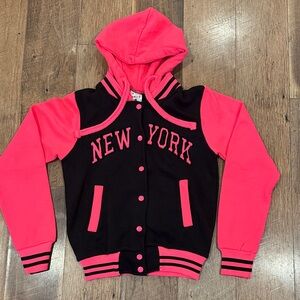 New York Kids Hoodie - Black and Pink